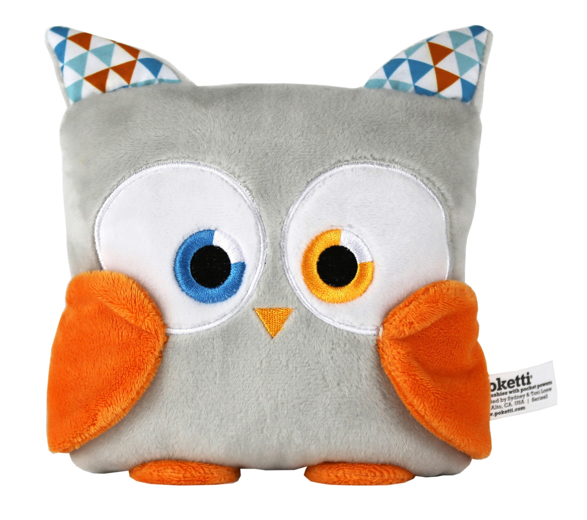 Poketti plush toy owl stuffed animal bird with a useful back pocket