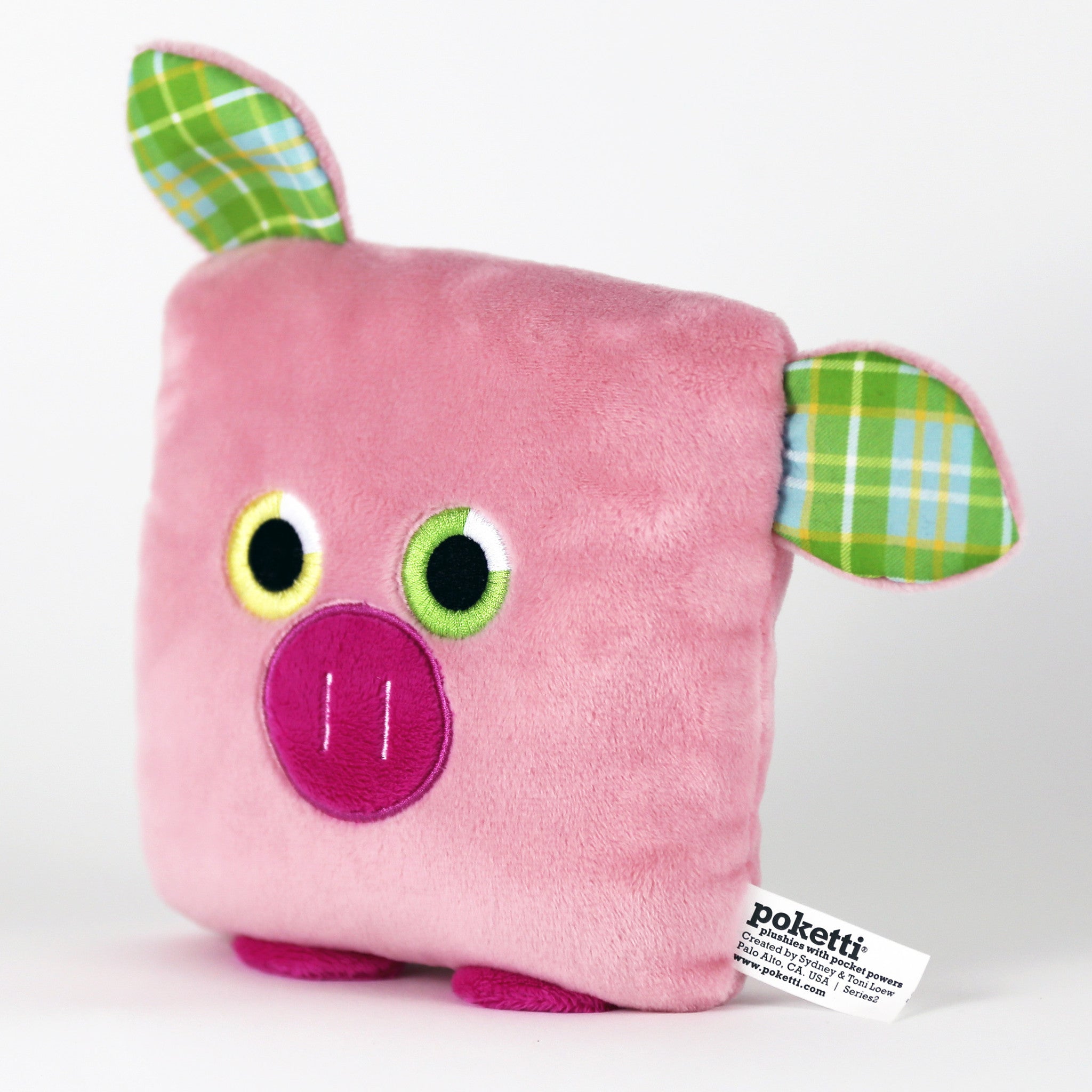 Plush toy pig stuffed animal with a useful back pocket