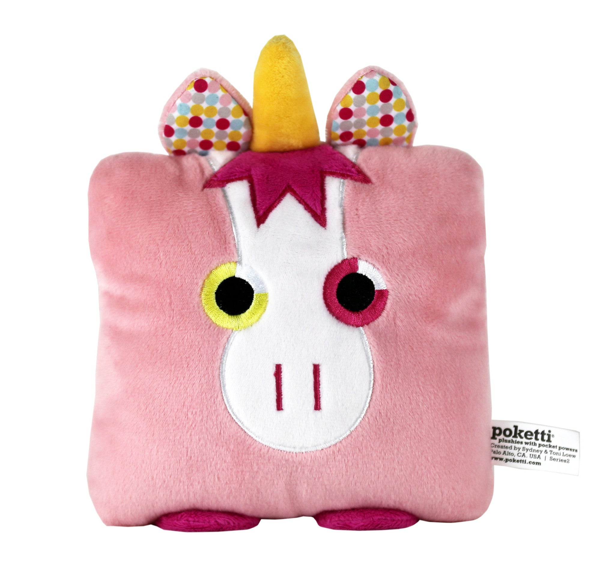 Plush toy unicorn stuffed animal with a useful back pocket