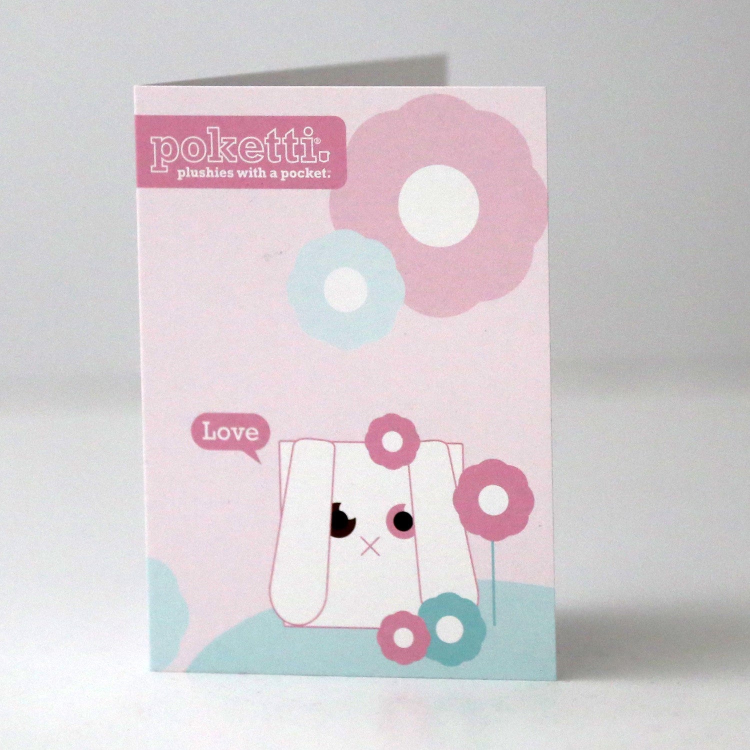 Poketti Bunny Rabbit Plush Pillow with a Pocket- Free Greeting Card