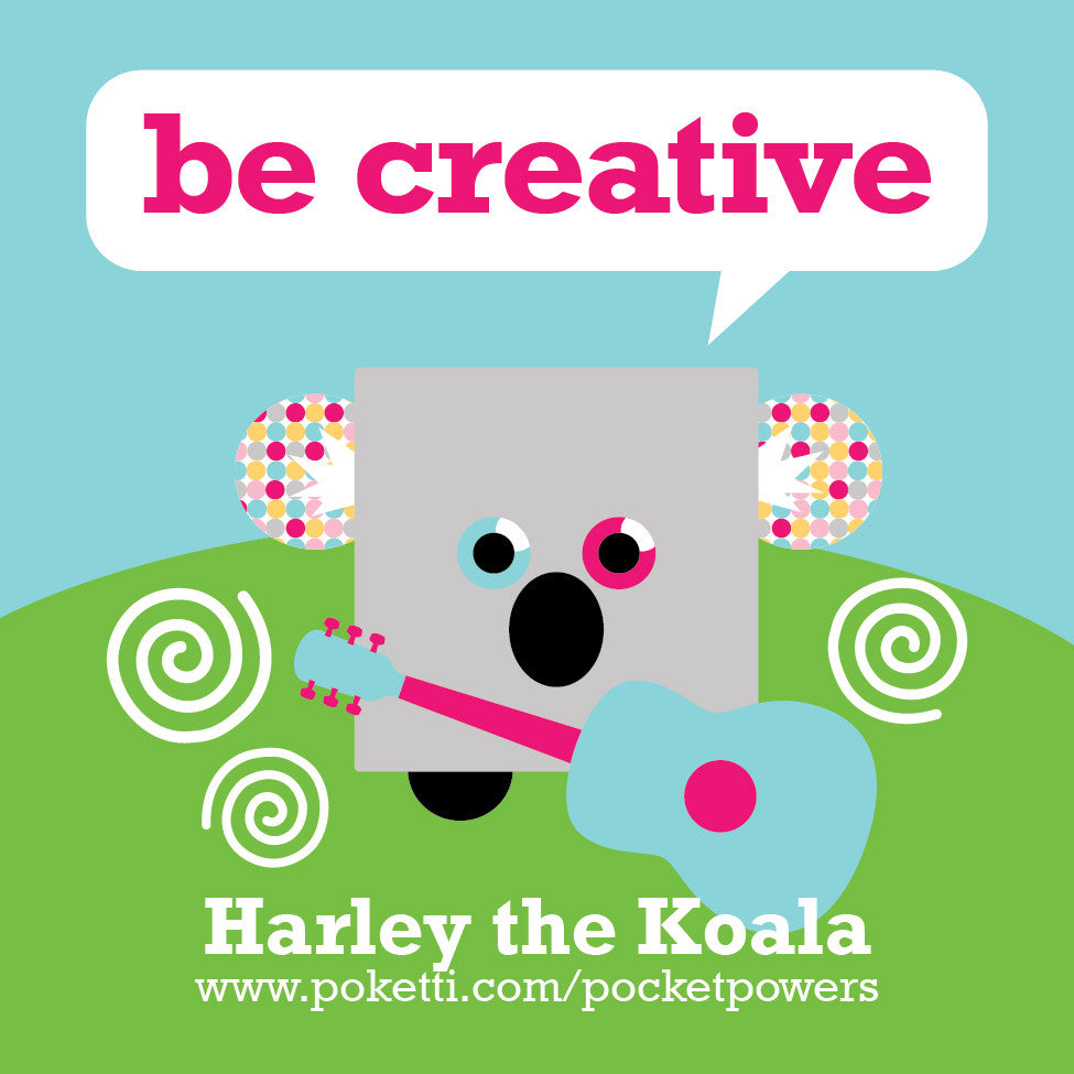Poketti Plushies Harley the Koala inspires kids to Be Creative with stickers in the pocket
