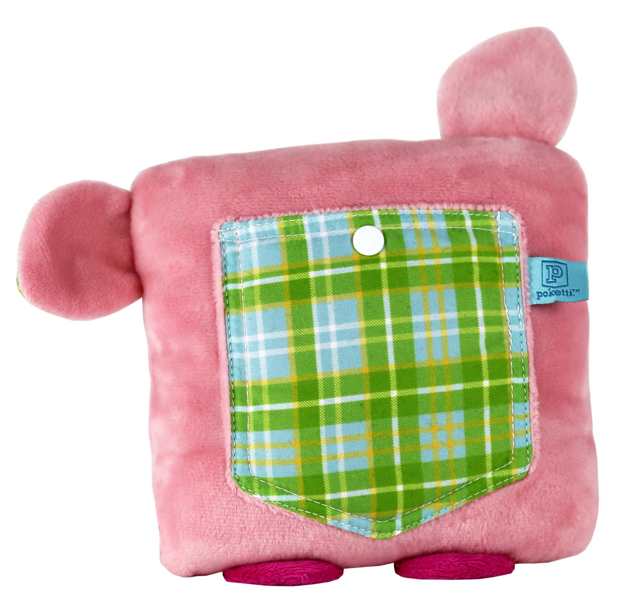 Plush toy pig stuffed animal with a useful back pocket - pocket detail