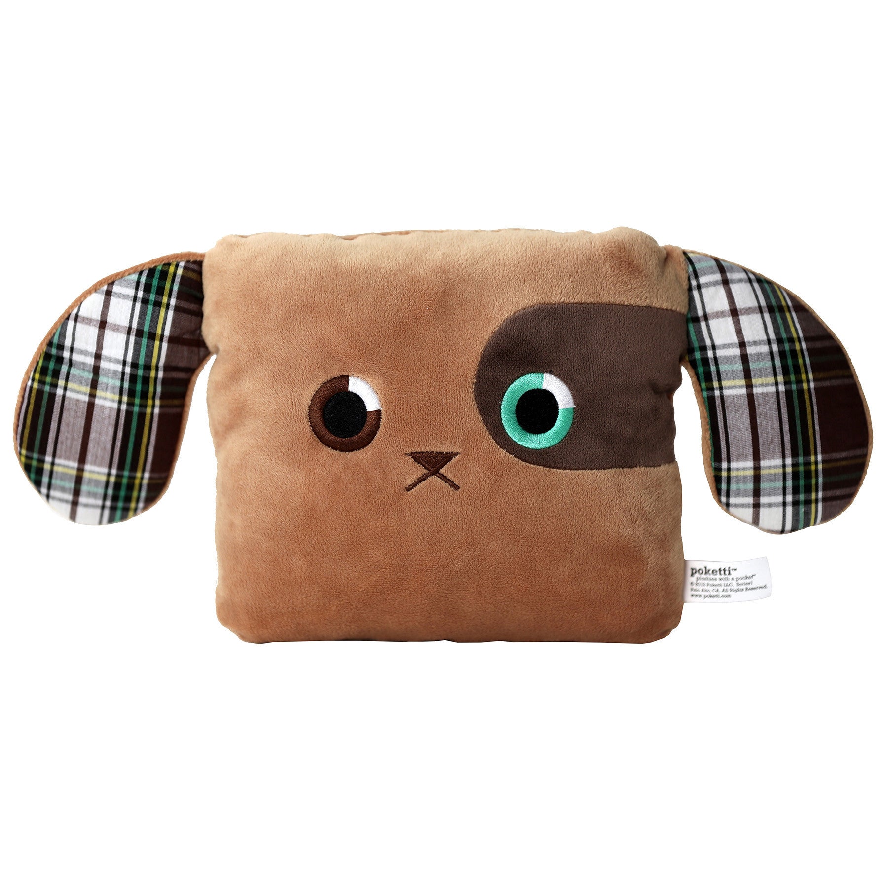 Poketti Puppy Dog Plush Pillow with a Pocket - Front