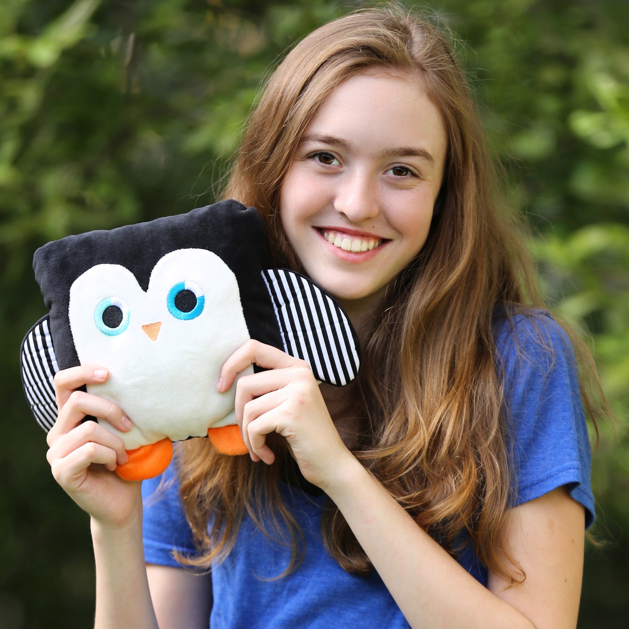 Poketti Penguin Bird Plush Pillow with a Pocket with Founder Sydney