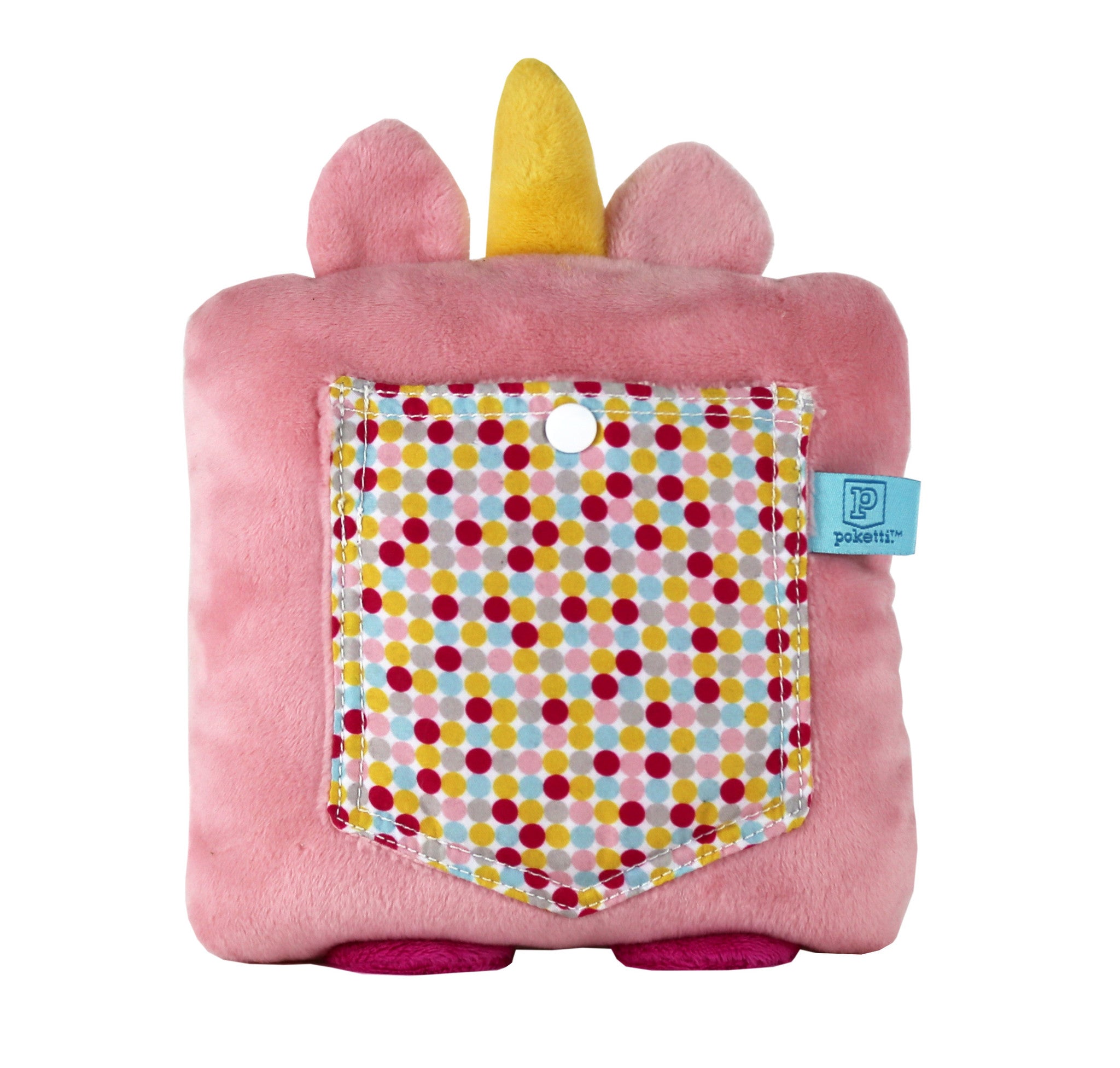Plush toy unicorn stuffed animal with a useful back pocket