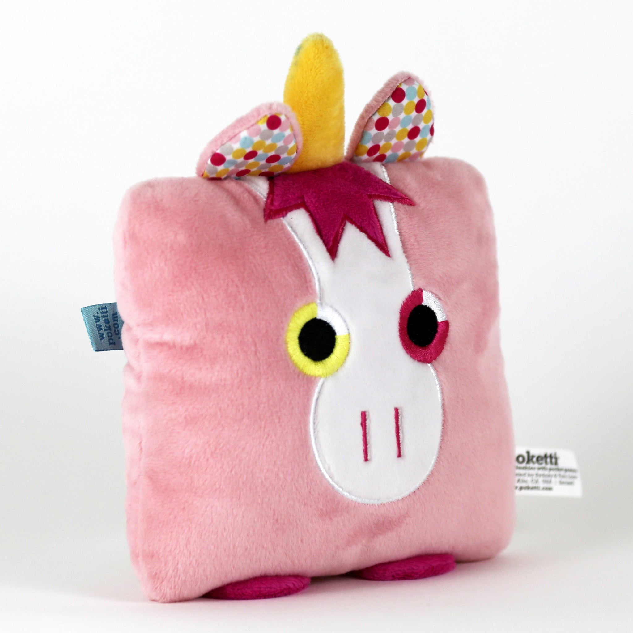 Plush toy unicorn stuffed animal with a useful back pocket